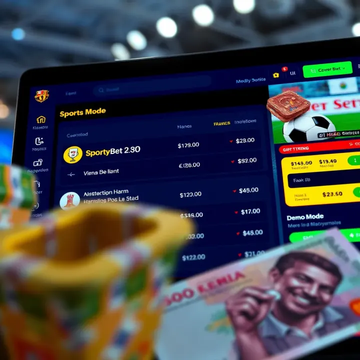Graphic showing a digital betting interface with odds, budget management tools, and strategy icons for responsible sports betting