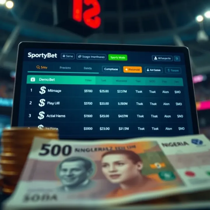 Dashboard view of SportyBet Ghana platform highlighting key navigation features