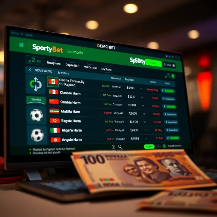 User interface showing the SportyBet registration page with fields for personal details