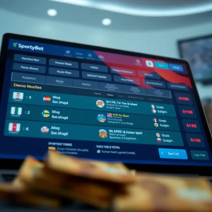 Screenshot of SportyBet Cameroon homepage showcasing sports betting options and navigation menu