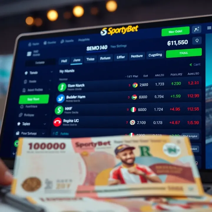 User interface displaying various sports categories and betting markets on SportyBet Cameroon