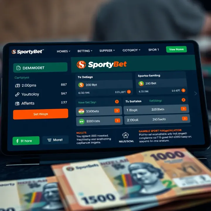 SportyBet Nigeria Mobile App Interface Mobile phone displaying SportyBet Nigeria app interface with sports betting options
