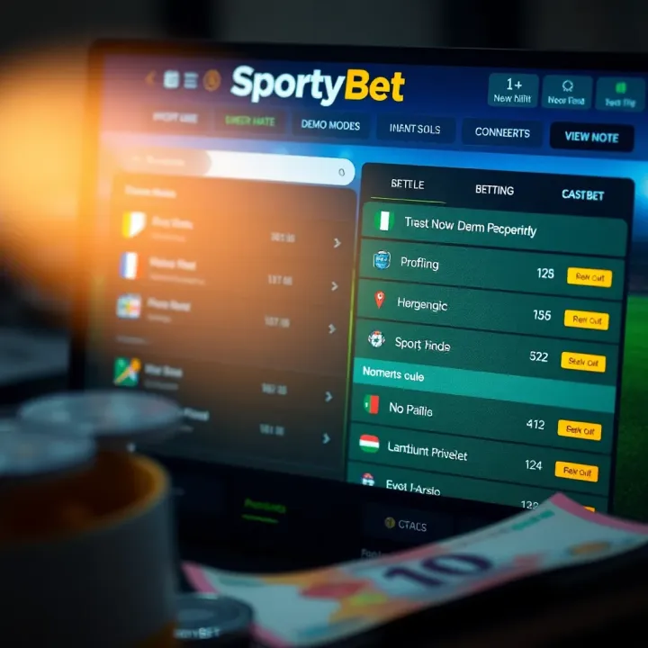 A SportyBet agent assisting customers with sports betting options at a digital kiosk
